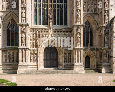 West Door of Beverley Minster East Yorkshire UK Large Church of England Parish Church built from 1220 in Early English and Perpendicular Styles.
