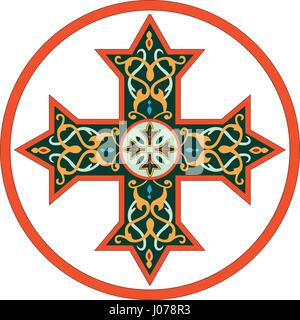 Coptic cross is a design used by the Coptic Catholic Church and Coptic Orthodox Church of Alexandria , Egypt Stock Vector