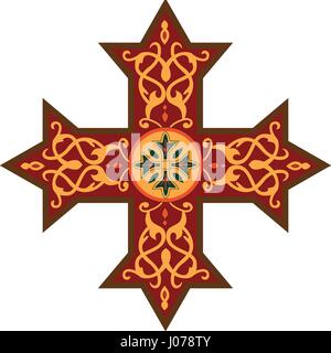 Coptic cross is a design used by the Coptic Catholic Church and Coptic Orthodox Church of Alexandria , Egypt Stock Vector