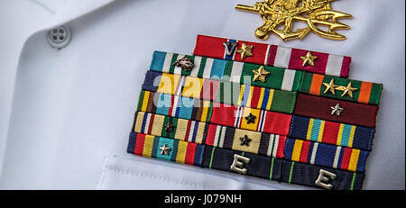 The military ribbons of a US Navy SEAL. Stock Photo