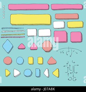 Decision Tree Graphic Elements w/ Hand Drawn Speech Bubbles and Arrows for Organized Workflow Plan Stock Vector