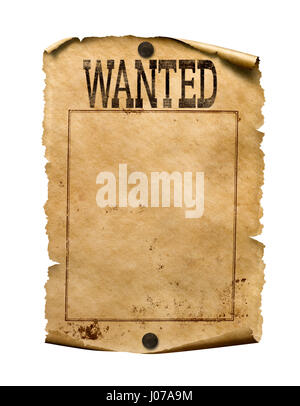 Wanted for reward poster 3d illustration isolated Stock Photo