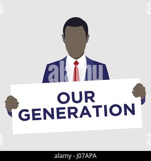 African American man in business suit holding protest sign Stock Vector