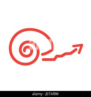 Snail Icon with Arrow Depicting Slow Growth Stock Vector