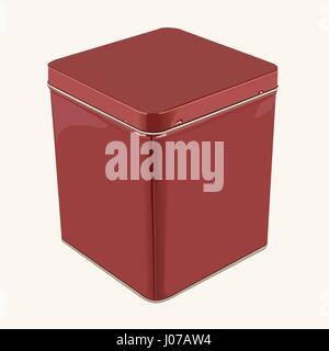 3D Vector Red Square / Rectangular Stainless Steel Popcorn Tin Box Stock Vector