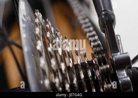Close up of a bicycle gear cassette. Stock Photo