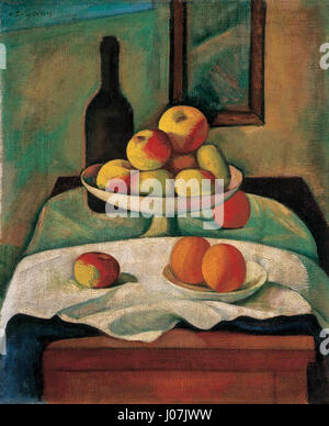 Still-life with Apples and Oranges, a painting by Dezső Czigány, a Hungarian artist, circa 1910. Stock Photo