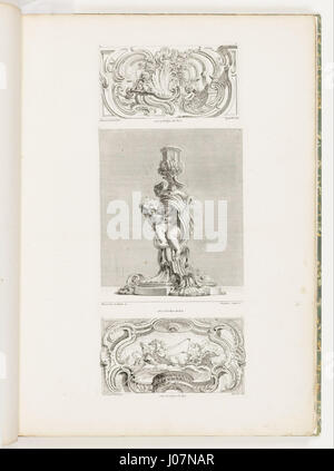 Juste-Aurèle Meissonnier - Ornament Panel with Shell Fountain Flanked by Garlands and Volutes, pl.   in Oeuvre de Juste-Aurèle... - Stock Photo