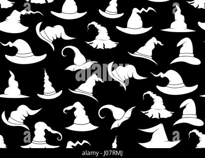 Seamless witch hats with black in background Stock Photo