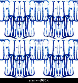 Hand drawn watercolor seamless pattern. Watercolor indigo pattern for design, textile, wallpaper, decoration, wrapping paper and other. Stock Photo