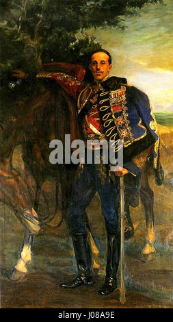 Alfonso XIII con uniforme de húsar de Pavía (José Mongrell Torrent) Stock Photo