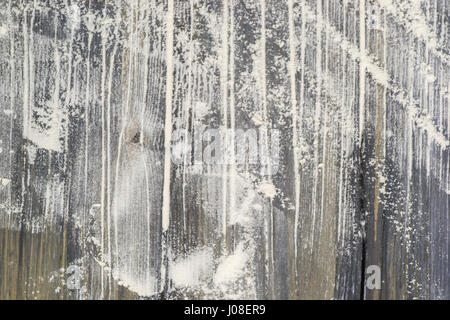 flour on wooden background scattered white retro Stock Photo
