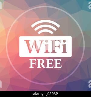 WIFI free icon. WIFI free website button on low poly background. Stock Photo