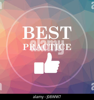 Best practice icon. Best practice website button on low poly background. Stock Photo