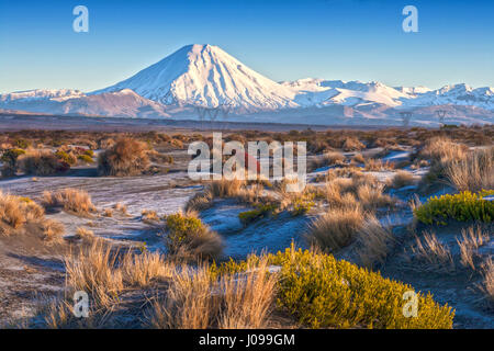 Mount Ngauruhoe and the Rangipo Desert, Tongariro National Park, New Zealand Stock Photo