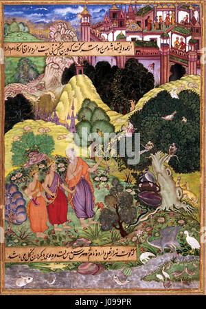 Vishvamitra führt Rama und Lakshmana zu seiner Einsiedelei 1594 Stock Photo