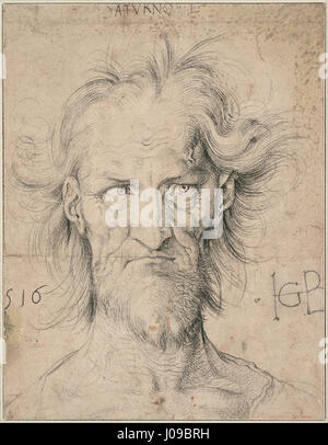 Albrecht Dürer - Head of a Bearded Old Man ( Saturn ), 1516 - Stock Photo