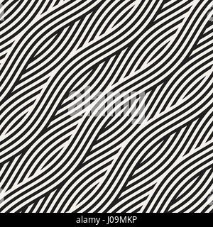 Abstract geometric pattern with wavy lines. Interlacing rounded stripes design. Seamless vector background. Stock Vector