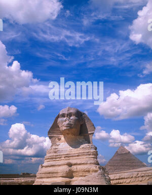 Sphinx and Pyramid, Giza, Cairo, Egypt. Stock Photo
