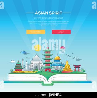 Asian Spirit - vector line travel illustration