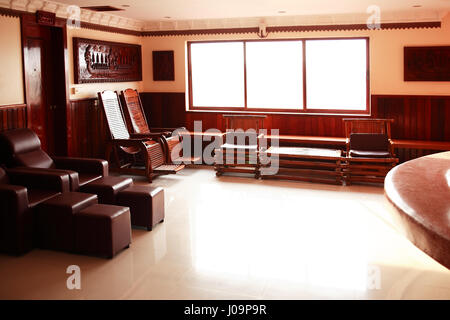 Interior of nice empty modern hall with seats and big window Stock Photo