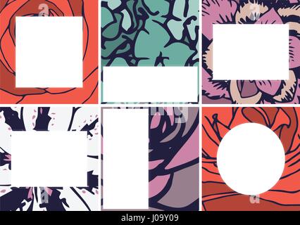 Vector set of frames with different patterns Stock Vector