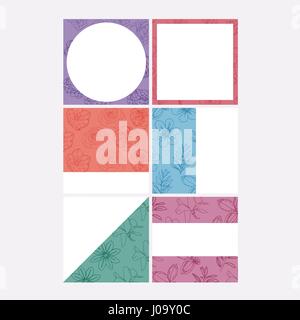 Set of various geometric shapes with floral design Stock Vector