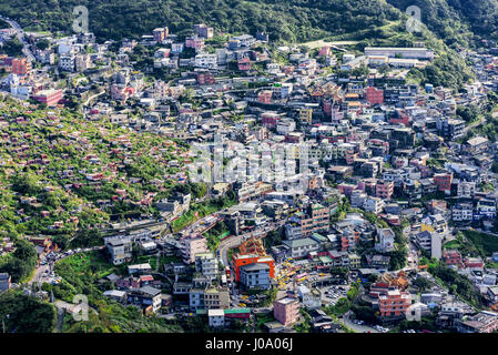 Aerial view of Hillside houses and architecture in Jiufen town Taiwan Stock Photo