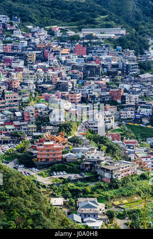 View of Jiufen town houses in Taiwan Stock Photo