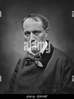 Étienne Carjat, Portrait of Charles Baudelaire, circa 1862, BW Stock Photo