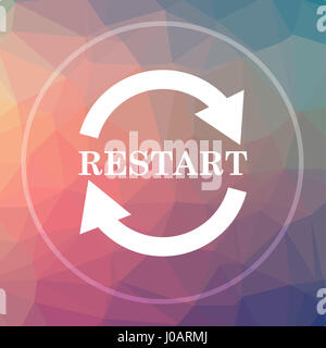 Restart icon. Restart website button on low poly background. Stock Photo