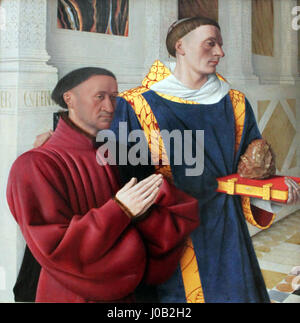 Jean Fouquet painting, "Etienne Chevalier with St Stephen" c. 1455 ...