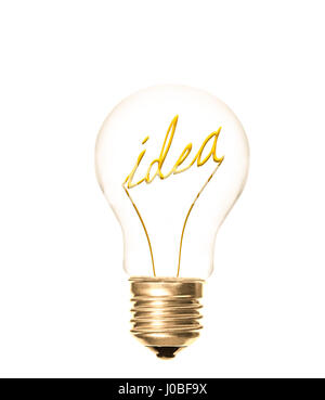 the idea of word idea providing light as a lightbulb Stock Photo