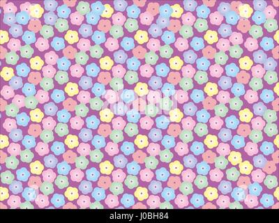 Vector seamless pattern of stylized floral motif, many small flowers, hole, spots on white background. Hand drawn small violet flowers. Seamless flora Stock Vector