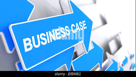 Business Case - Label on Blue Arrow. 3D. Stock Photo