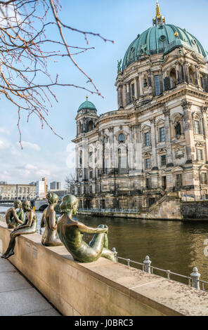 Berlin Cathedral seen from River Spree, Germany Stock Photo