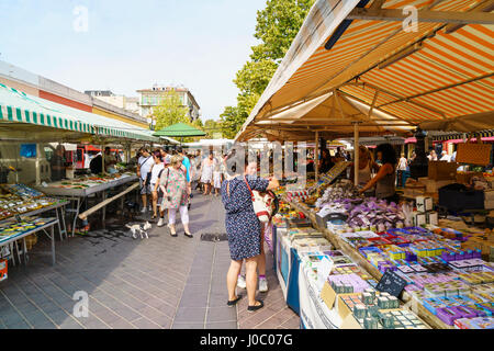 Market, Cours Saleya, Old Town, Nice, Alpes Maritimes, Cote d'Azur, Provence, France Stock Photo