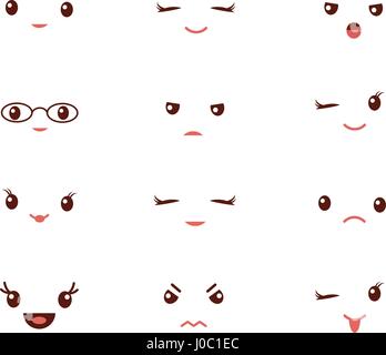 Cute emoticons with different emotions vector illustration. Vector set of emoji. Set of smiley different icons. Stock Vector