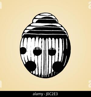 Vector Illustration of a Scratchboard Style Ink Drawing of a Ladybug with White Fill Stock Vector