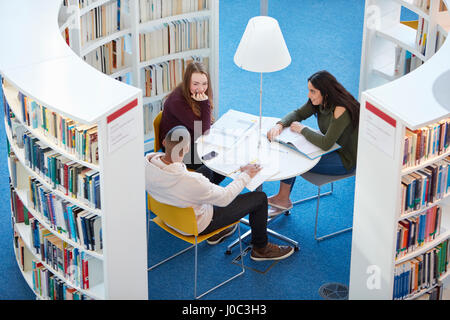 University students working in library Stock Photo