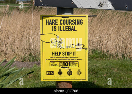 Hare Coursing is Illegal Sign Stock Photo