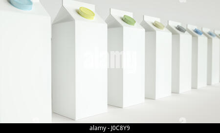 Milk or juice boxes template 3D Rendering Stock Photo