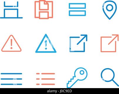 Scroll, Grid View, Error, and Location App Icons Stock Vector