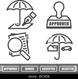 Outline Home and Auto Insurance Icons Isolated on solid Background Stock Vector