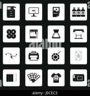 Printing icons set in simple style Stock Vector
