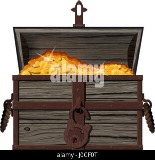 An open chest of coins Stock Vector