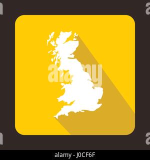 White map of United Kingdom icon, flat style Stock Vector