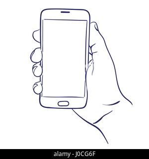 smartphone in hand use Stock Vector