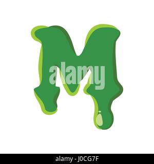 Letter M made of green slime Stock Vector