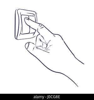 turn the light switch on hand Stock Vector